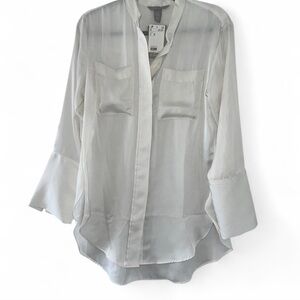 H&M White Bell Sleeve Button Down Blouse